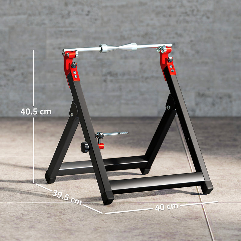 HOMCOM Steel Motorcycle Wheel Balancer Truing Stand with Spoke Wrench, Black