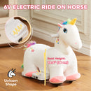 AIYAPLAY 6V Electric Ride on Unicorn with Music Forward
