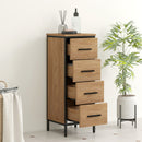 HOMCOM Narrow Bathroom Storage Cabinet with 4 Drawers for Small Spaces, Oak
