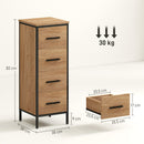 HOMCOM Narrow Bathroom Storage Cabinet with 4 Drawers for Small Spaces, Oak