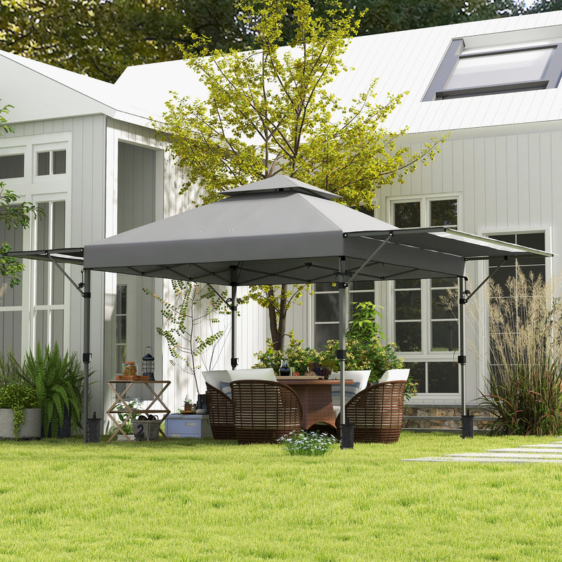 Outsunny 5 x 3(m) Pop Up Gazebo, Instant Shelter with Extend Dual Awning, Grey