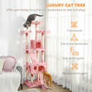 PawHut 173cm Cat Tower Scratching Post Activity Centre for Indoor Pink