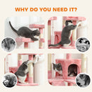 PawHut 173cm Cat Tower Scratching Post Activity Centre for Indoor Pink