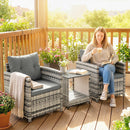 Outsunny Rattan Garden Furniture Bistro Set with Cushion, Mixed Grey