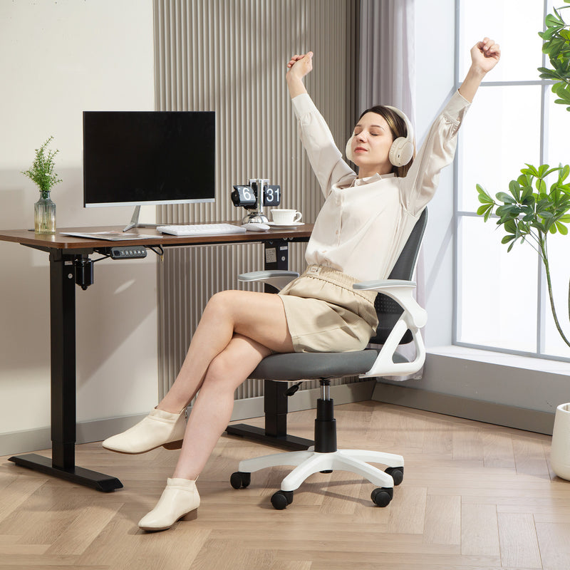 HOMCOM Ergonomic Swivel Computer Chair with Flip-up Armrests