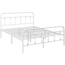 HOMCOM 4ft Metal Double Platform Bed Frame W/ Underbed Storage Headboard White/Black
