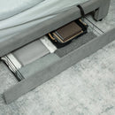 HOMCOM King Size Bed Frame With Storage And Adjustable Velvet Headboard