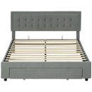 HOMCOM King Size Bed Frame With Storage And Adjustable Velvet Headboard