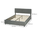 HOMCOM King Size Bed Frame With Storage And Adjustable Velvet Headboard