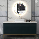 HOMCOM Illuminated Bathroom LED Mirror Round Wall Mounted Mirror Gold