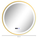 HOMCOM Illuminated Bathroom LED Mirror Round Wall Mounted Mirror Gold