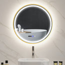 HOMCOM Illuminated Bathroom LED Mirror Round Wall Mounted Mirror Gold