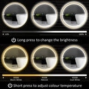 HOMCOM Illuminated Bathroom LED Mirror Round Wall Mounted Mirror Gold