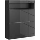 HOMCOM Wall Mounted Or Freestanding Shoe Cabinet With 2 Flip Drawers, White/Black