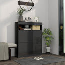 HOMCOM Wall Mounted Or Freestanding Shoe Cabinet With 2 Flip Drawers, White/Black