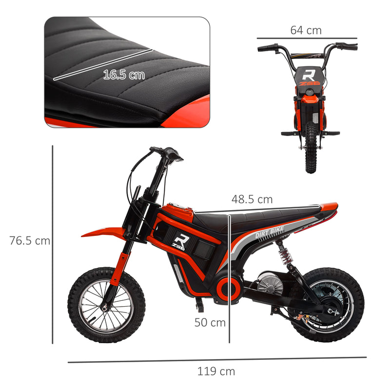 HOMCOM 24V Kids Red Electric Motorbike With Twist Grip Throttle, Music, Horn