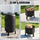 Outsunny 3-in-1 Vertical Charcoal Smoker With 2 Grill Grates, Thermometer