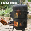Outsunny 3-in-1 Vertical Charcoal Smoker With 2 Grill Grates, Thermometer
