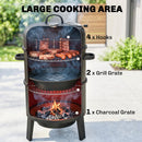 Outsunny 3-in-1 Vertical Charcoal Smoker With 2 Grill Grates, Thermometer