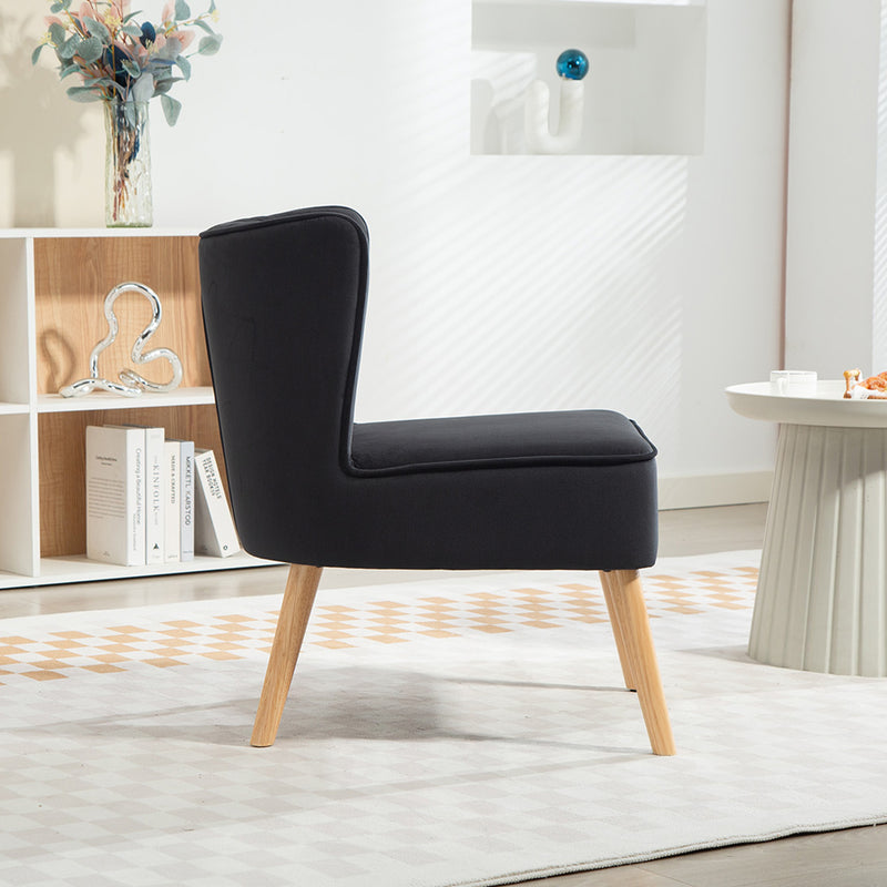 HOMCOM Velvet Accent Chair Occasional Tub Chair for Living Room, Black