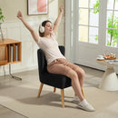 HOMCOM Velvet Accent Chair Occasional Tub Chair For Living Room, Black