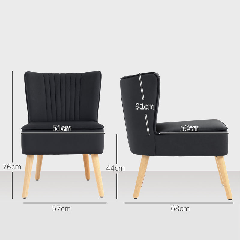 HOMCOM Velvet Accent Chair Occasional Tub Chair for Living Room, Black