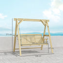 Outsunny 3 Seater Wooden Garden Swing Chair with Side Tables