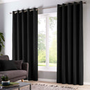 Fusion Sorbonne Eyelet Curtains in Black