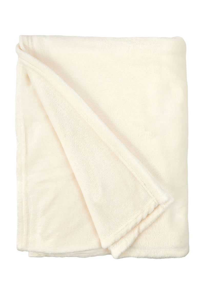 Snug Flannel Fleece Blanket ? Super Soft Throw in Cream