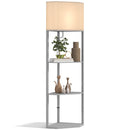 HOMCOM Corner Modern Floor Lamp With Shelves For Living Room, Bedroom