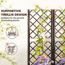 Outsunny Plastic Planter Box with Trellis, Vegetable Planter w/ Drain Plugs