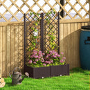 Outsunny Plastic Planter Box with Trellis, Vegetable Planter w/ Drain Plugs