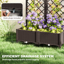 Outsunny Plastic Planter Box with Trellis, Vegetable Planter w/ Drain Plugs