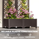 Outsunny Plastic Planter Box with Trellis, Vegetable Planter w/ Drain Plugs