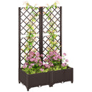 Outsunny Plastic Planter Box with Trellis, Vegetable Planter w/ Drain Plugs