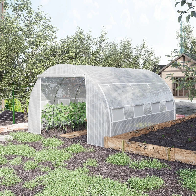 Outsunny Greenhouse Polytunnel 4x3x2m - White