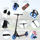 Folding Kick Scooter with Large Wheels for Age 8+ Kids Teens Adults-Black