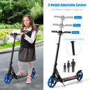Folding Kick Scooter with Large Wheels for Age 8+ Kids Teens Adults-Black