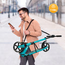 Folding Kick Scooter with Large Wheels for Age 8+ Kids Teens Adults-Turquoise