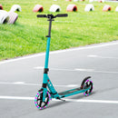 Folding Kick Scooter with Large Wheels for Age 8+ Kids Teens Adults-Turquoise