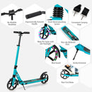 Folding Kick Scooter with Large Wheels for Age 8+ Kids Teens Adults-Turquoise