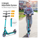 Folding Kick Scooter with Large Wheels for Age 8+ Kids Teens Adults-Turquoise