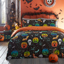 Bedlam Scary Pumpkins Duvet Cover Set in Black