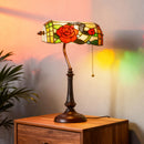 HOMCOM Tiffany-Style Stained Glass Table Lamp, Handcrafted Antique Bedside