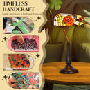 HOMCOM Tiffany-Style Stained Glass Table Lamp, Handcrafted Antique Bedside