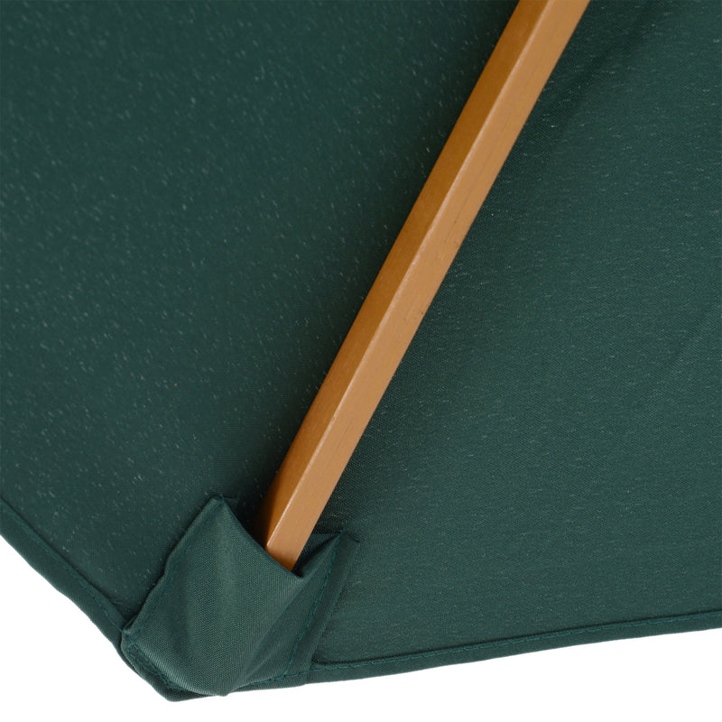 Outsunny Wooden Garden Parasol with Rope Pulley Mechanism and 8 Ribs Dark Green