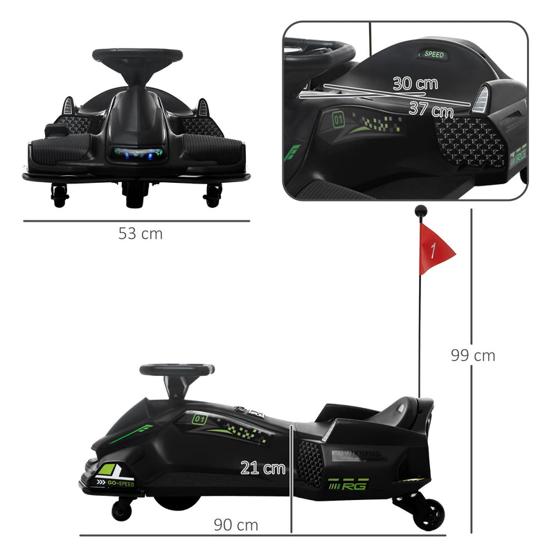 HOMCOM 12V Electric Go Kart for Kids with Music, LED Lights
