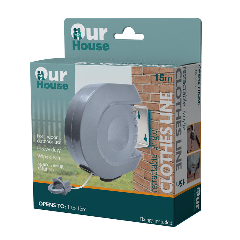 Ourhouse Retractable Washing Line  - Grey
