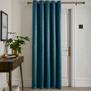 Fusion Strata Single Panel Eyelet Door Curtain in Dark Green/New Green