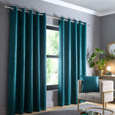 Fusion Strata Eyelet Curtains in Forest Green